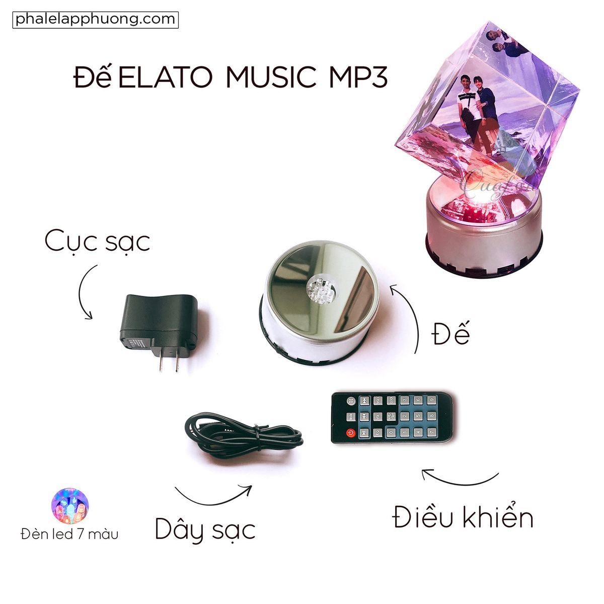 Pha lê lập phương đế đèn