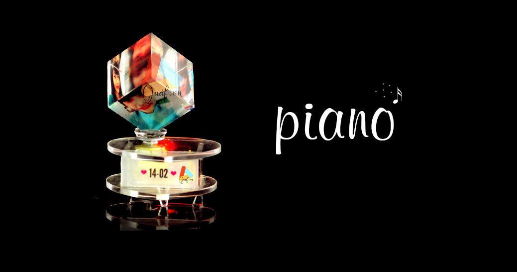 Pha lê lập phương xoay piano đế đèn