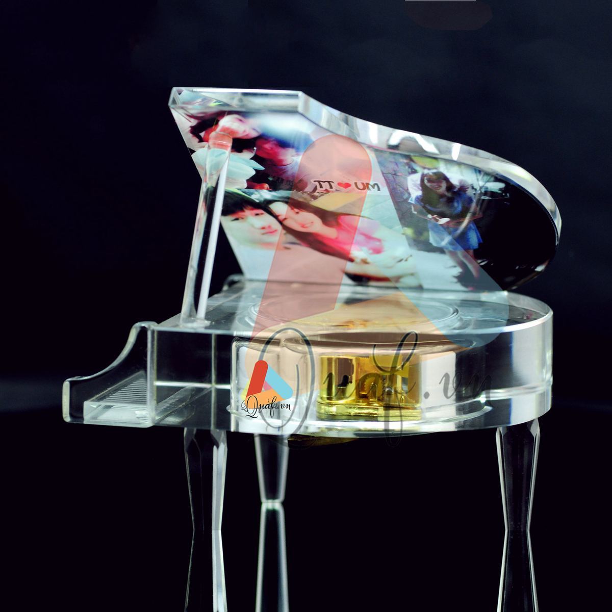 In ảnh lên pha lê đàn piano kim cương